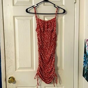 Red Flower dress with adjustable strings on the side